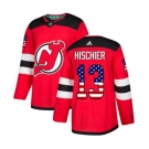 New Jersey Devils #13 Nico Hischier Authentic Red USA Flag Fashion Hockey Jersey