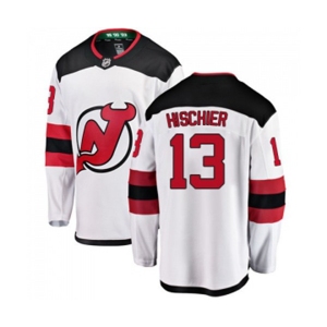 New Jersey Devils #13 Nico Hischier Fanatics Branded White Away Breakaway Hockey Jersey