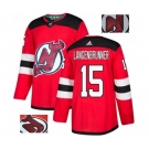 New Jersey Devils #15 Jamie Langenbrunner Authentic Red Fashion Gold Hockey Jersey