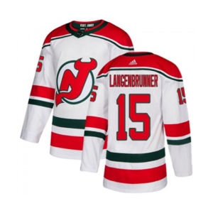 New Jersey Devils #15 Jamie Langenbrunner Authentic White Alternate Hockey Jersey