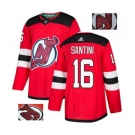 New Jersey Devils #16 Steve Santini Authentic Red Fashion Gold Hockey Jersey