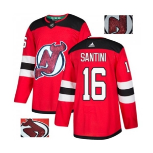 New Jersey Devils #16 Steve Santini Authentic Red Fashion Gold Hockey Jersey