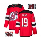 New Jersey Devils #19 Travis Zajac Authentic Red Fashion Gold Hockey Jersey