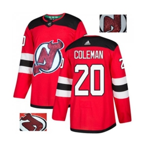 New Jersey Devils #20 Blake Coleman Authentic Red Fashion Gold Hockey Jersey
