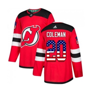 New Jersey Devils #20 Blake Coleman Authentic Red USA Flag Fashion Hockey Jersey