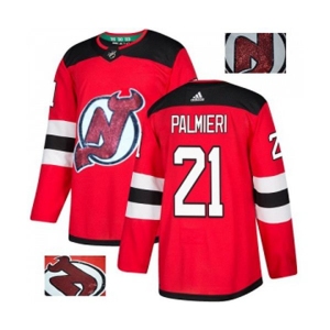 New Jersey Devils #21 Kyle Palmieri Authentic Red Fashion Gold Hockey Jersey