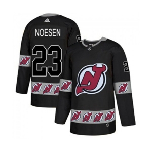 New Jersey Devils #23 Stefan Noesen Authentic Black Team Logo Fashion Hockey Jersey