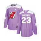 New Jersey Devils #23 Stefan Noesen Authentic Purple Fights Cancer Practice Hockey Jersey