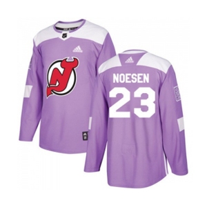 New Jersey Devils #23 Stefan Noesen Authentic Purple Fights Cancer Practice Hockey Jersey