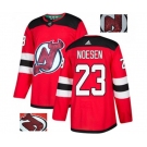 New Jersey Devils #23 Stefan Noesen Authentic Red Fashion Gold Hockey Jersey