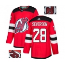 New Jersey Devils #28 Damon Severson Authentic Red Fashion Gold Hockey Jersey