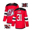 New Jersey Devils #31 Eddie Lack Authentic Red Fashion Gold Hockey Jersey