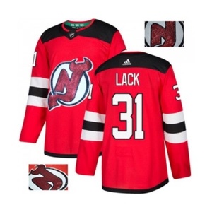 New Jersey Devils #31 Eddie Lack Authentic Red Fashion Gold Hockey Jersey