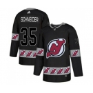 New Jersey Devils #35 Cory Schneider Authentic Black Team Logo Fashion Hockey Jersey