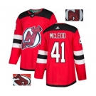 New Jersey Devils #41 Michael McLeod Authentic Red Fashion Gold Hockey Jersey