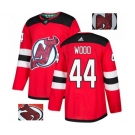 New Jersey Devils #44 Miles Wood Authentic Red Fashion Gold Hockey Jersey