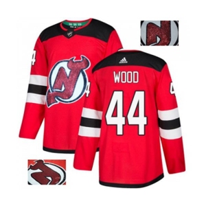 New Jersey Devils #44 Miles Wood Authentic Red Fashion Gold Hockey Jersey