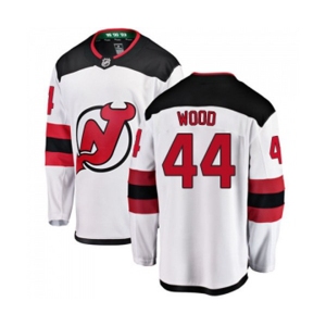 New Jersey Devils #44 Miles Wood Fanatics Branded White Away Breakaway Hockey Jersey