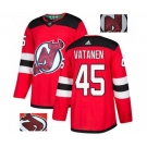 New Jersey Devils #45 Sami Vatanen Authentic Red Fashion Gold Hockey Jersey