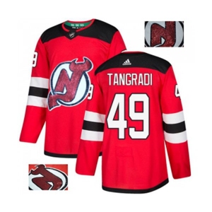 New Jersey Devils #49 Eric Tangradi Authentic Red Fashion Gold Hockey Jersey