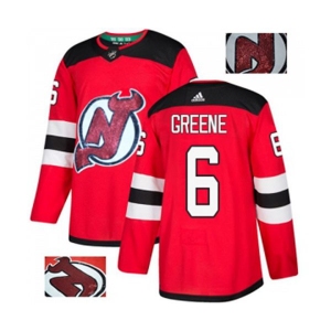 New Jersey Devils #6 Andy Greene Authentic Red Fashion Gold Hockey Jersey