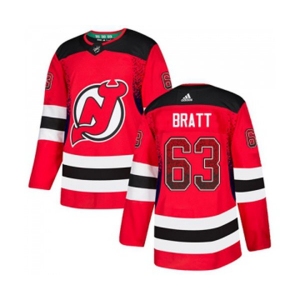 New Jersey Devils #63 Jesper Bratt Authentic Red Drift Fashion Hockey Jersey