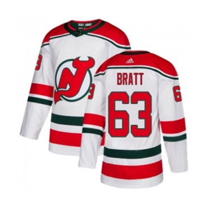 New Jersey Devils #63 Jesper Bratt Authentic White Alternate Hockey Jersey