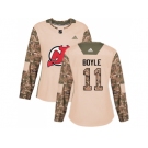 Women Adidas New Jersey Devils #11 Brian Boyle Camo Authentic 2017 Veterans Day Stitched NHL Jersey