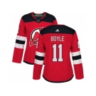 Women Adidas New Jersey Devils #11 Brian Boyle Red Home Authentic Stitched NHL Jersey