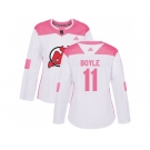 Women Adidas New Jersey Devils #11 Brian Boyle White Pink Authentic Fashion Stitched NHL Jersey