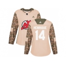 Women Adidas New Jersey Devils #14 Adam Henrique Camo Authentic 2017 Veterans Day Stitched NHL Jersey