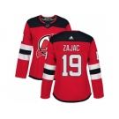 Women Adidas New Jersey Devils #19 Travis Zajac Red Home Authentic Stitched NHL Jersey