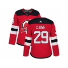 Women Adidas New Jersey Devils #29 Ryane Clowe Red Home Authentic Stitched NHL Jersey