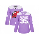 Women Adidas New Jersey Devils #35 Cory Schneider Purple Authentic Fights Cancer Stitched NHL Jersey