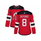 Women Adidas New Jersey Devils #8 Will Butcher Red Home Authentic Stitched NHL Jersey