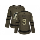 Women Adidas New Jersey Devils #9 Taylor Hall Green Salute to Service Stitched NHL Jersey