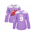 Women Adidas New Jersey Devils #9 Taylor Hall Purple Authentic Fights Cancer Stitched NHL Jersey