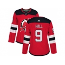 Women Adidas New Jersey Devils #9 Taylor Hall Red Home Authentic Stitched NHL Jersey