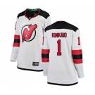 Women New Jersey Devils #1 Keith Kinkaid Fanatics Branded White Away Breakaway Hockey Jersey