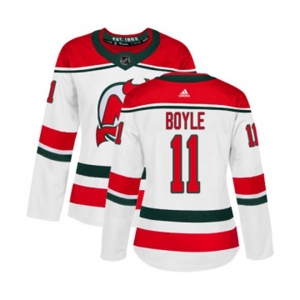 Women New Jersey Devils #11 Brian Boyle Authentic White Alternate Hockey Jersey