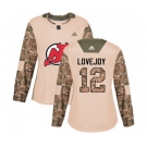 Women New Jersey Devils #12 Ben Lovejoy Authentic Camo Veterans Day Practice Hockey Jersey