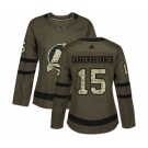 Women New Jersey Devils #15 Jamie Langenbrunner Authentic Green Salute to Service Hockey Jersey