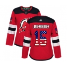 Women New Jersey Devils #15 Jamie Langenbrunner Authentic Red USA Flag Fashion Hockey Jersey