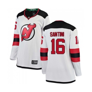 Women New Jersey Devils #16 Steve Santini Fanatics Branded White Away Breakaway Hockey Jersey
