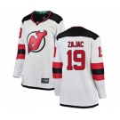 Women New Jersey Devils #19 Travis Zajac Fanatics Branded White Away Breakaway Hockey Jersey