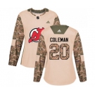 Women New Jersey Devils #20 Blake Coleman Authentic Camo Veterans Day Practice Hockey Jersey