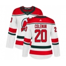 Women New Jersey Devils #20 Blake Coleman Authentic White Alternate Hockey Jersey