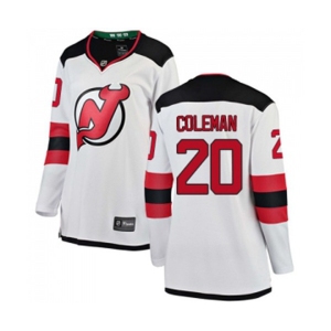 Women New Jersey Devils #20 Blake Coleman Fanatics Branded White Away Breakaway Hockey Jersey