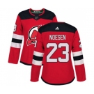 Women New Jersey Devils #23 Stefan Noesen Authentic Red Home Hockey Jersey