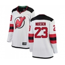 Women New Jersey Devils #23 Stefan Noesen Fanatics Branded White Away Breakaway Hockey Jersey